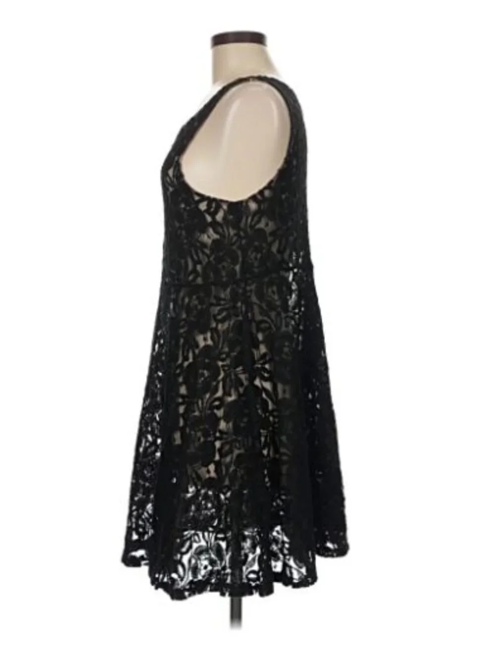Vintage Y2K Free People Lace Mini Dress Black Floral Whimsigoth Dark Fairy Sheer